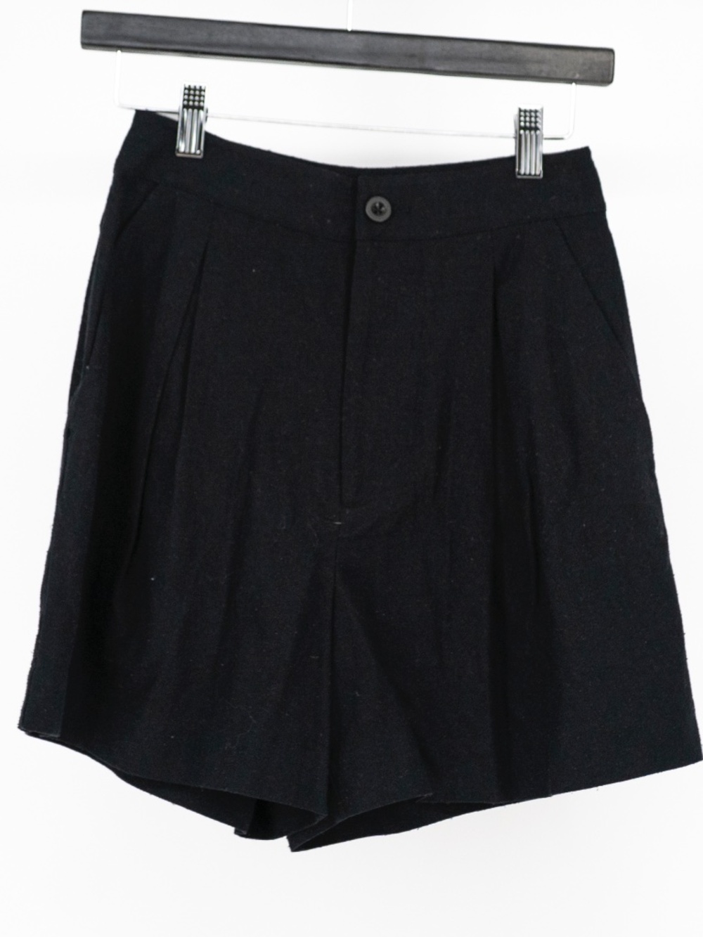 Jenni Kayne Pleated Silk Textured High Rise Mini Casual Shorts Solid Black 0